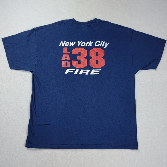 Vintage New York Fire Department T-Shirt Men's Size 2XL Blue Ladder 38 Bronx - Picture 1 of 9
